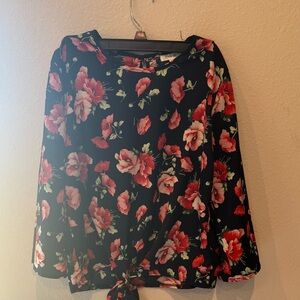 Chic Black and Red Floral Skirt